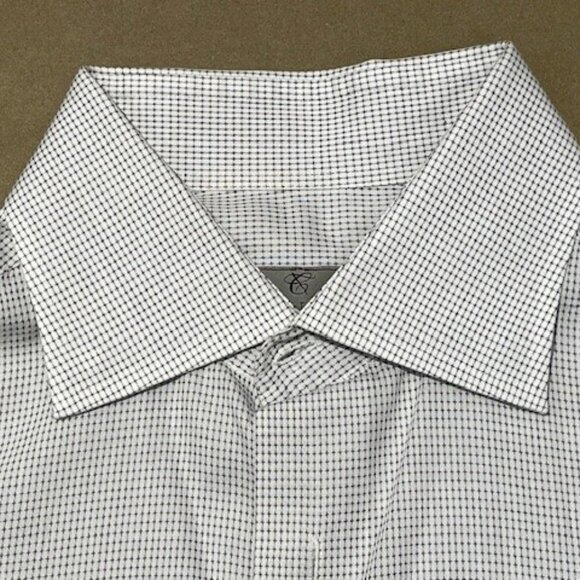 CANALI Black & White Cotton DRESS SHIRT, Made in Italy Size 38 / 15  Like New - Picture 2 of 7